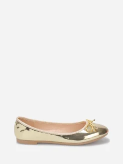 Clearance La Modeuse Ballerines plates vernies avec noeud Doré