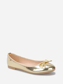 Clearance La Modeuse Ballerines plates vernies avec noeud Doré