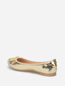 Clearance La Modeuse Ballerines plates vernies avec noeud Doré