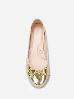 Clearance La Modeuse Ballerines plates vernies avec noeud Doré