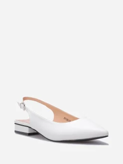 Discount La Modeuse Ballerines slingback à bout pointu Blanc