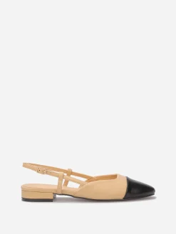 Outlet La Modeuse Ballerines slingback à bout contrastant Beige