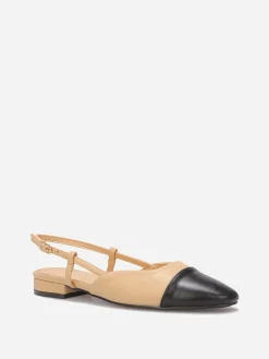 Outlet La Modeuse Ballerines slingback à bout contrastant Beige