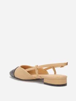 Outlet La Modeuse Ballerines slingback à bout contrastant Beige