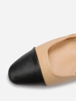 Outlet La Modeuse Ballerines slingback à bout contrastant Beige