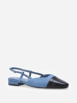 La Modeuse Ballerines slingback à bout contrastant Bleu