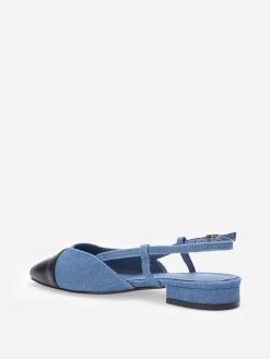 La Modeuse Ballerines slingback à bout contrastant Bleu