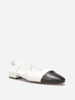 La Modeuse Ballerines slingback à bout contrastant Blanc
