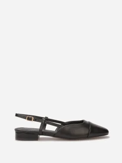Online La Modeuse Ballerines slingback à bout contrastant Noir