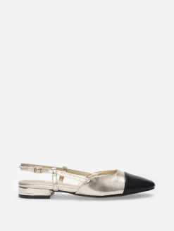 Sale La Modeuse Ballerines slingback à bout contrastant Doré