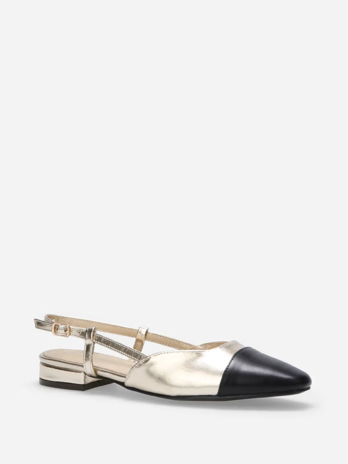 Sale La Modeuse Ballerines slingback à bout contrastant Doré