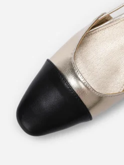 Sale La Modeuse Ballerines slingback à bout contrastant Doré