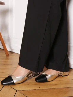Sale La Modeuse Ballerines slingback à bout contrastant Doré