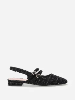 Sale La Modeuse Ballerines slingback multibrides en tweed Noir