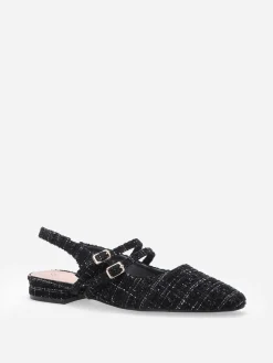 Sale La Modeuse Ballerines slingback multibrides en tweed Noir