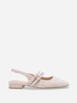 La Modeuse Ballerines slingback multibrides en tweed Nude