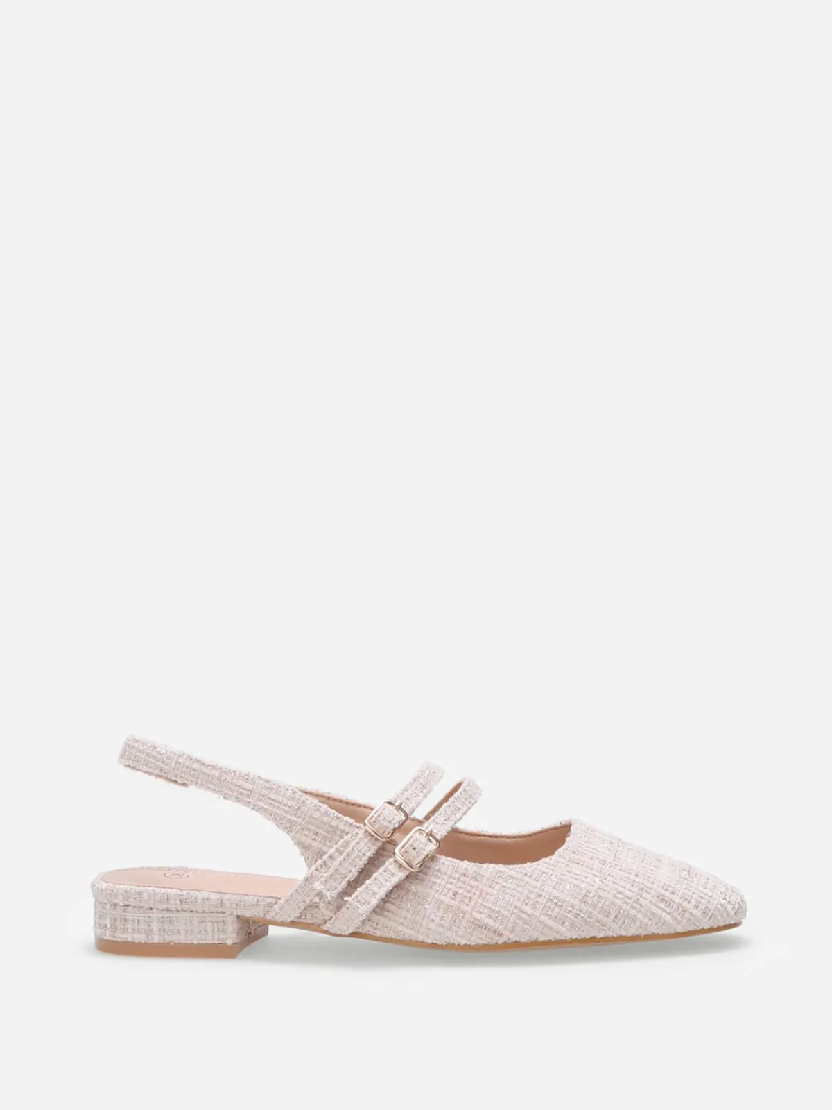 La Modeuse Ballerines slingback multibrides en tweed Nude