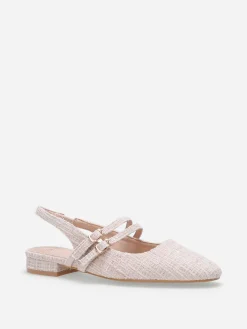 La Modeuse Ballerines slingback multibrides en tweed Nude