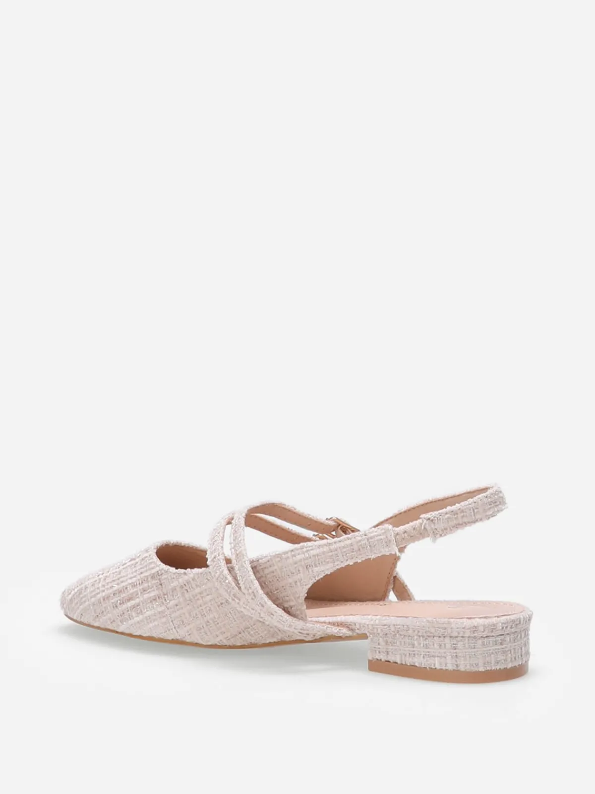 La Modeuse Ballerines slingback multibrides en tweed Nude