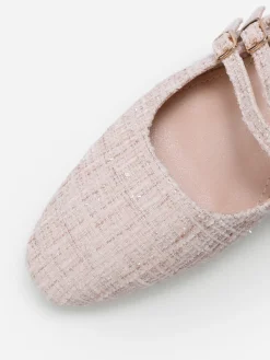 La Modeuse Ballerines slingback multibrides en tweed Nude