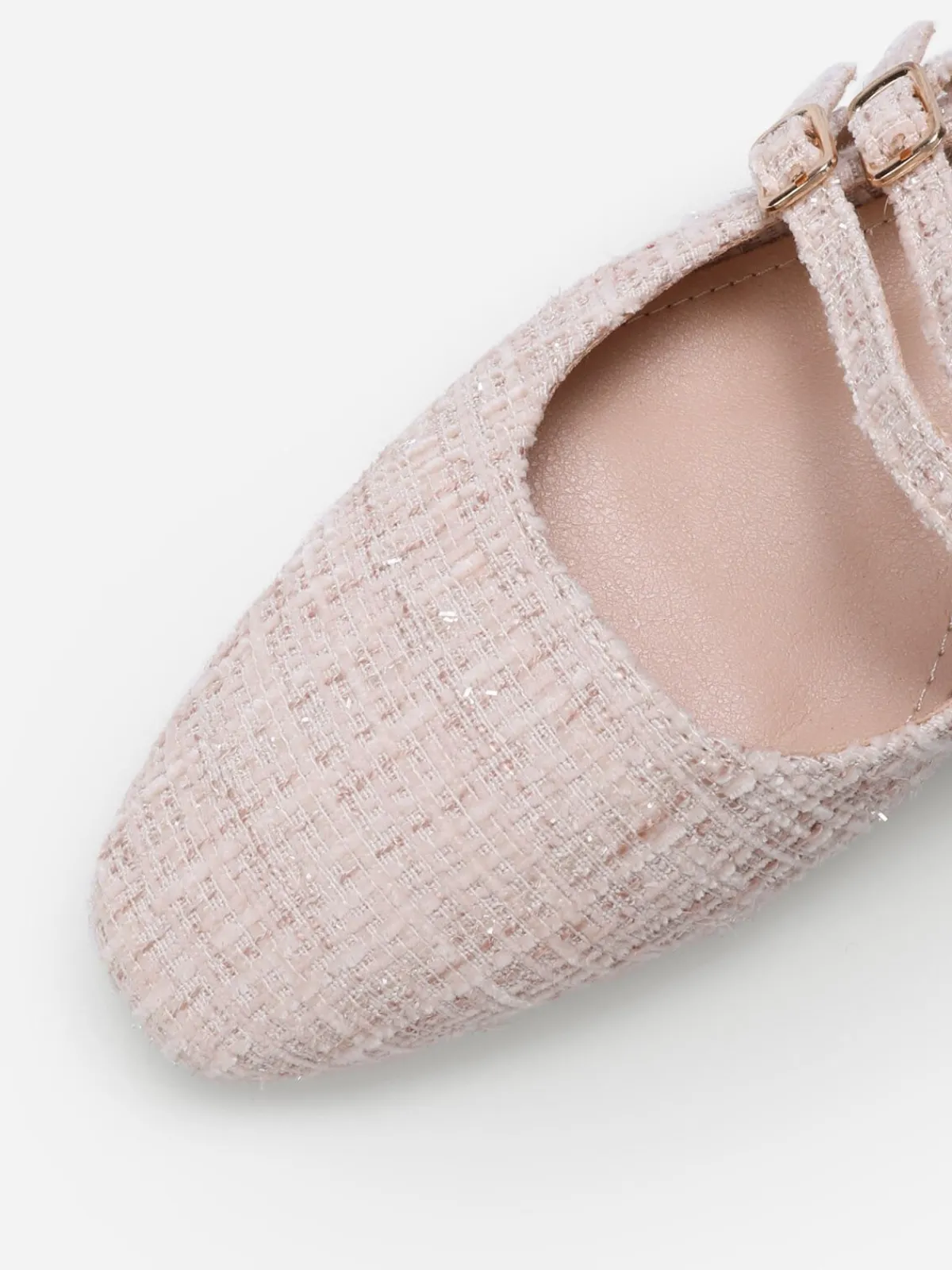La Modeuse Ballerines slingback multibrides en tweed Nude