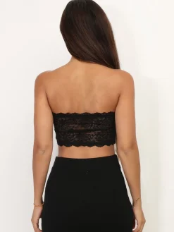 Best La Modeuse Bandeau en dentelle florale Noir