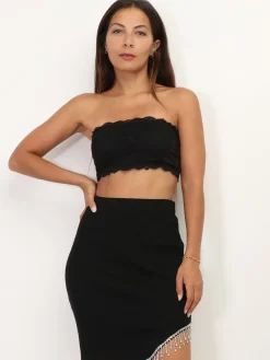 Best La Modeuse Bandeau en dentelle florale Noir
