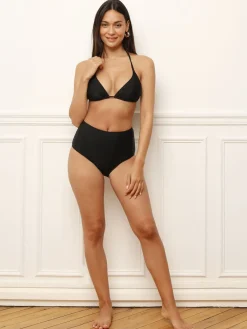 Sale La Modeuse Bas de bikini basique à taille haute Noir