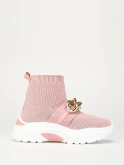 Outlet La Modeuse Basket effet chaussettes à chaîne Rose
