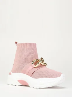 Outlet La Modeuse Basket  effet chaussettes à chaîne Rose