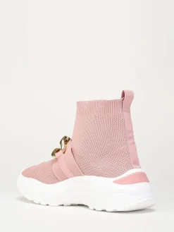 Outlet La Modeuse Basket  effet chaussettes à chaîne Rose