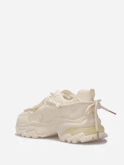 Clearance La Modeuse Baskets à lacets et semelle crantée Beige