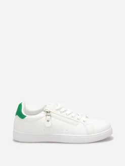 New La Modeuse Baskets basses à zip décoratif Blanc/Vert