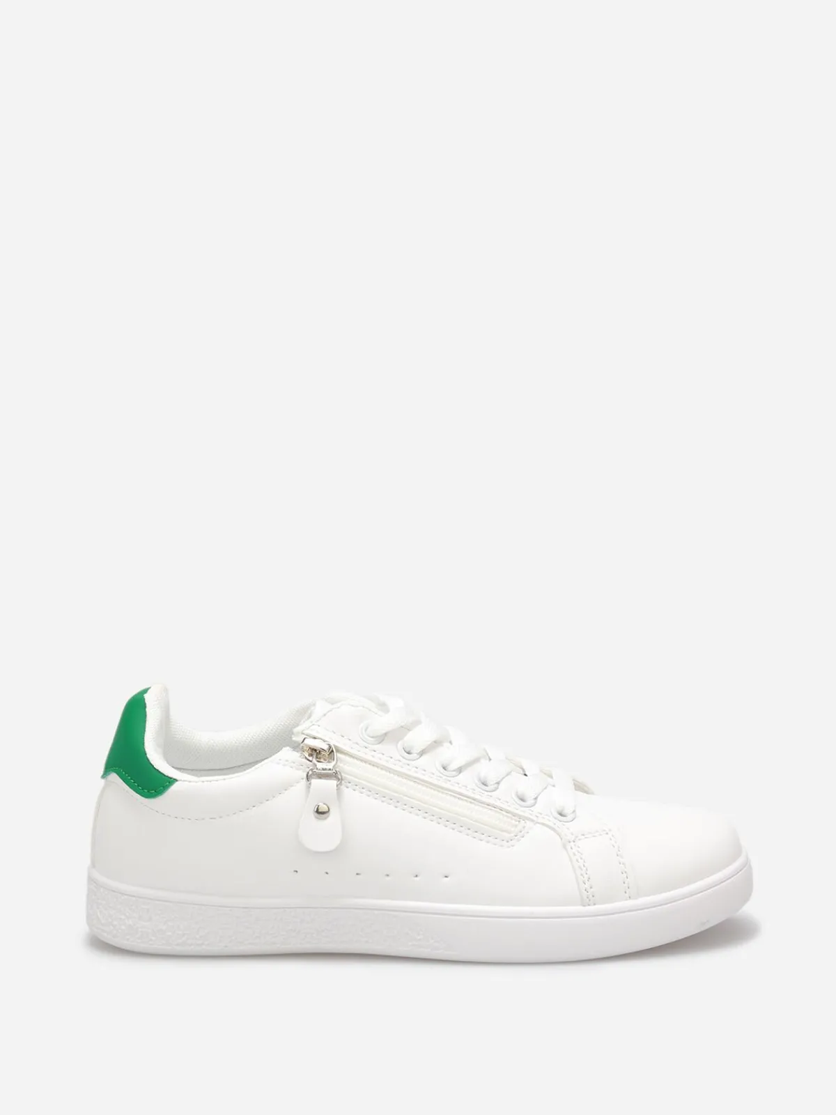 New La Modeuse Baskets basses à zip décoratif Blanc/Vert