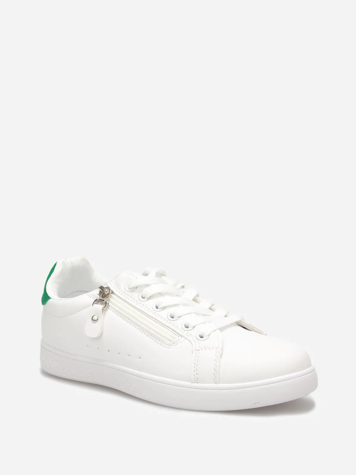 New La Modeuse Baskets basses à zip décoratif Blanc/Vert