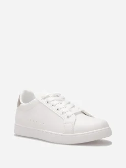 Outlet La Modeuse Baskets basses basiques Blanc/Doré