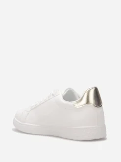 Outlet La Modeuse Baskets basses basiques Blanc/Doré