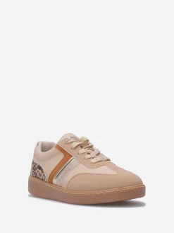 Outlet La Modeuse Baskets basses multi-matières Taupe