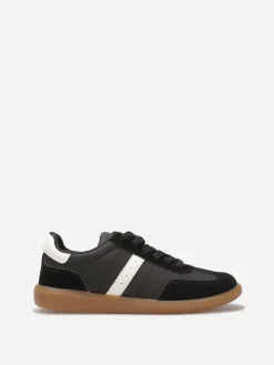 Clearance La Modeuse Baskets bi-matières à lacets Noir