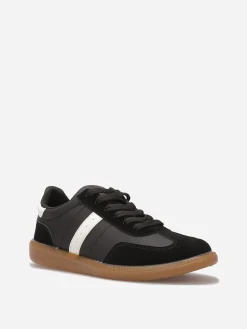 Clearance La Modeuse Baskets bi-matières à lacets Noir