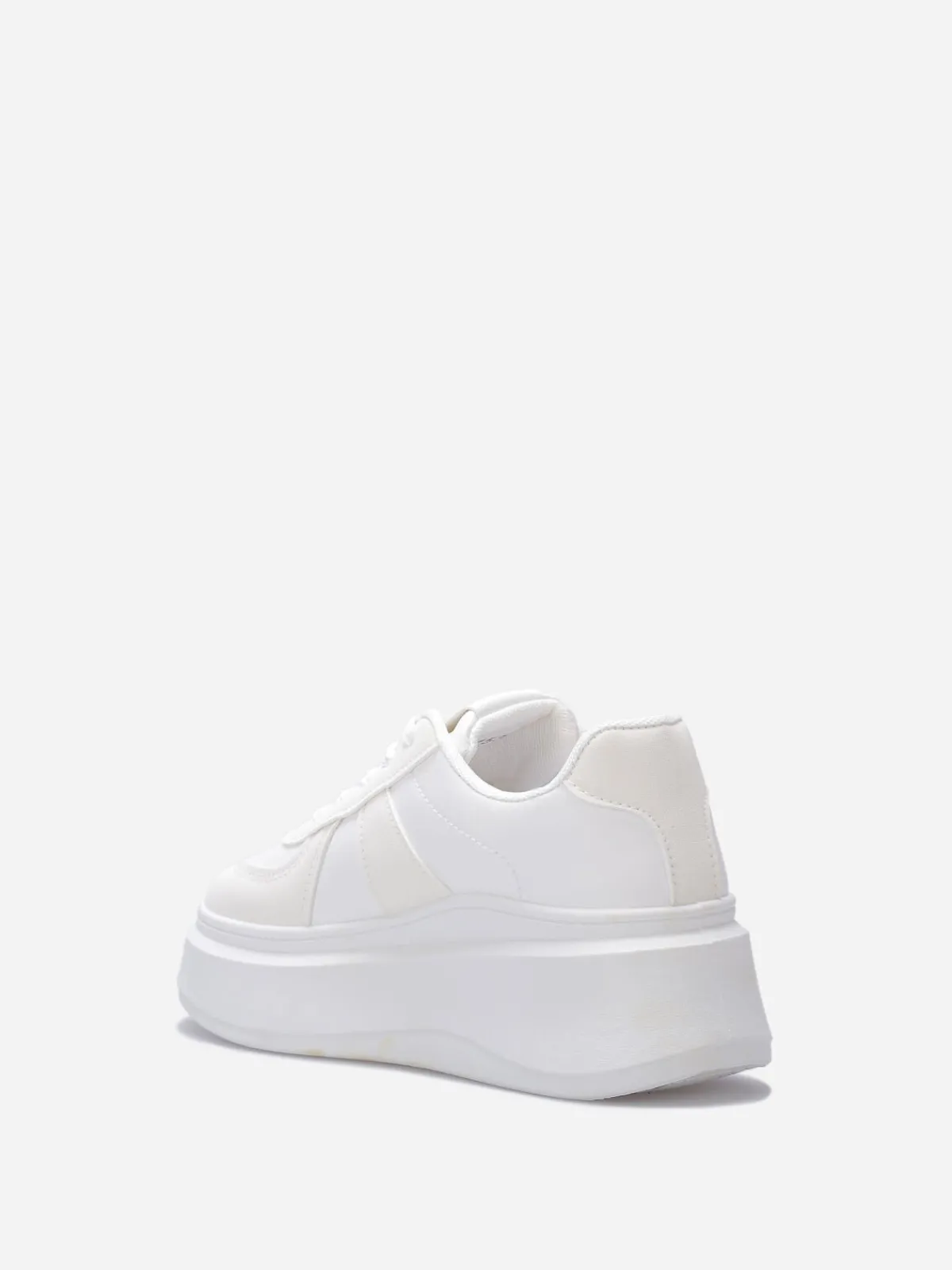 Hot La Modeuse Baskets bi-matières à plateforme compensée Blanc