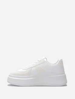 Hot La Modeuse Baskets bi-matières à plateforme compensée Blanc
