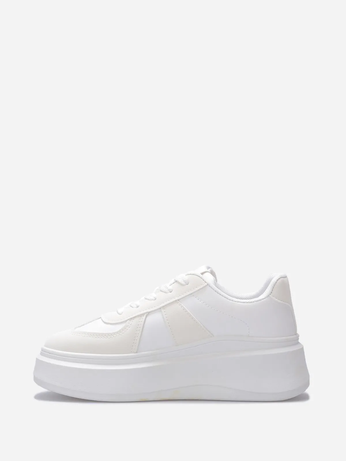 Hot La Modeuse Baskets bi-matières à plateforme compensée Blanc