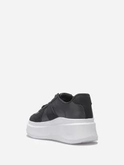 La Modeuse Baskets bi-matières à plateforme compensée Noir
