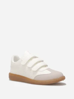 Online La Modeuse Baskets bi-matières à scratch Blanc