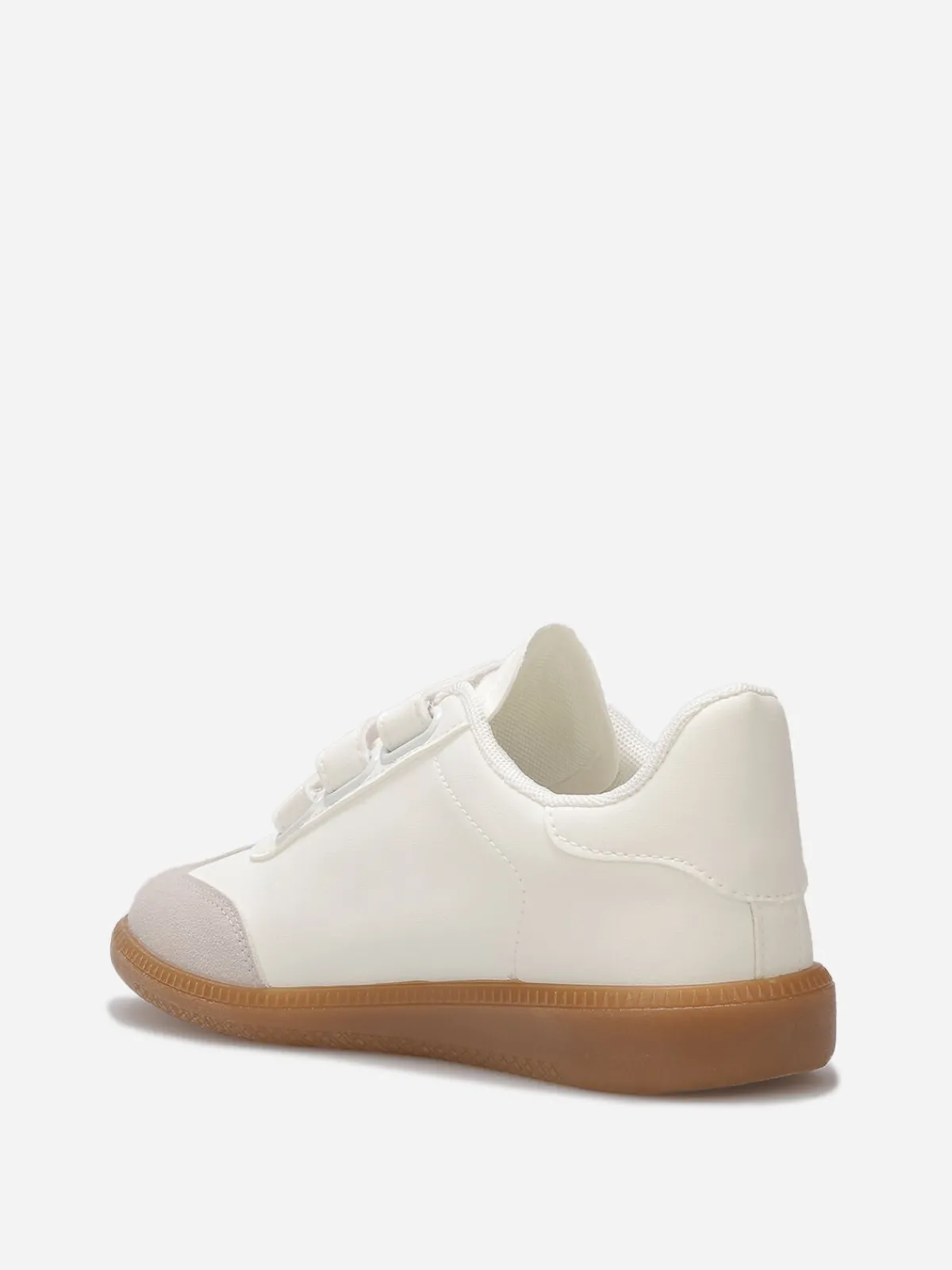 Online La Modeuse Baskets bi-matières à scratch Blanc