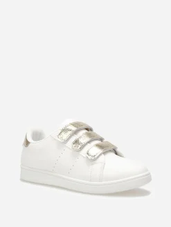 Clearance La Modeuse Baskets bi-matières basses à scratchs Doré