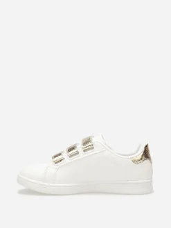Clearance La Modeuse Baskets bi-matières basses à scratchs Doré