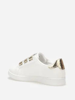 Clearance La Modeuse Baskets bi-matières basses à scratchs Doré