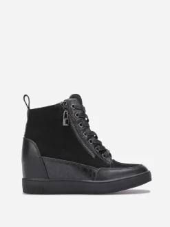 Hot La Modeuse Baskets compensées bi-matières Noir